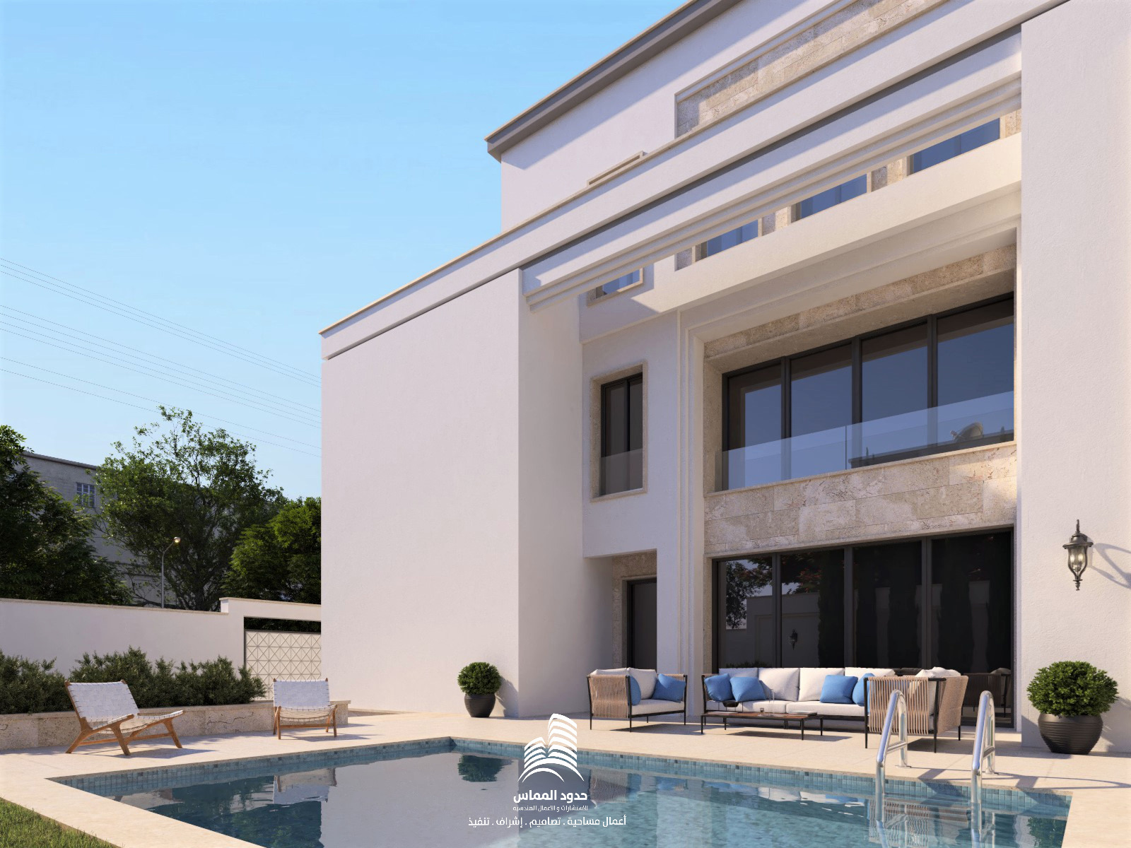 تصميم منزل بحوض سباحة من حدود المماس للاستشارات الهندسية ليبيا